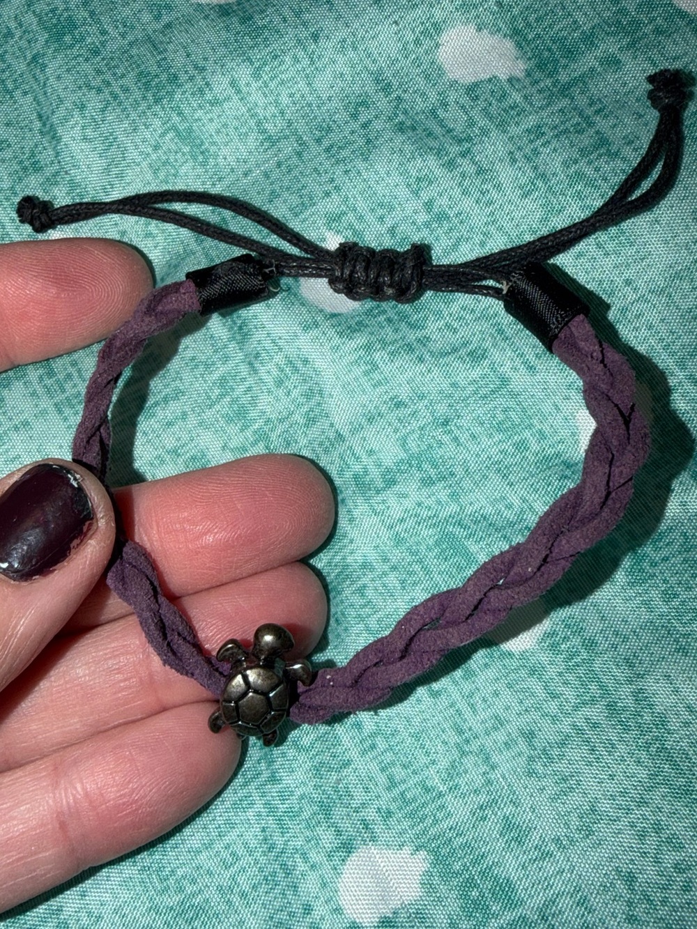 Braided Purple Turtle Charm Adjustable Bracelet. MUST BE BUNDLED